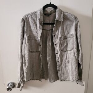 Express Women's Gray Button Down Shirt